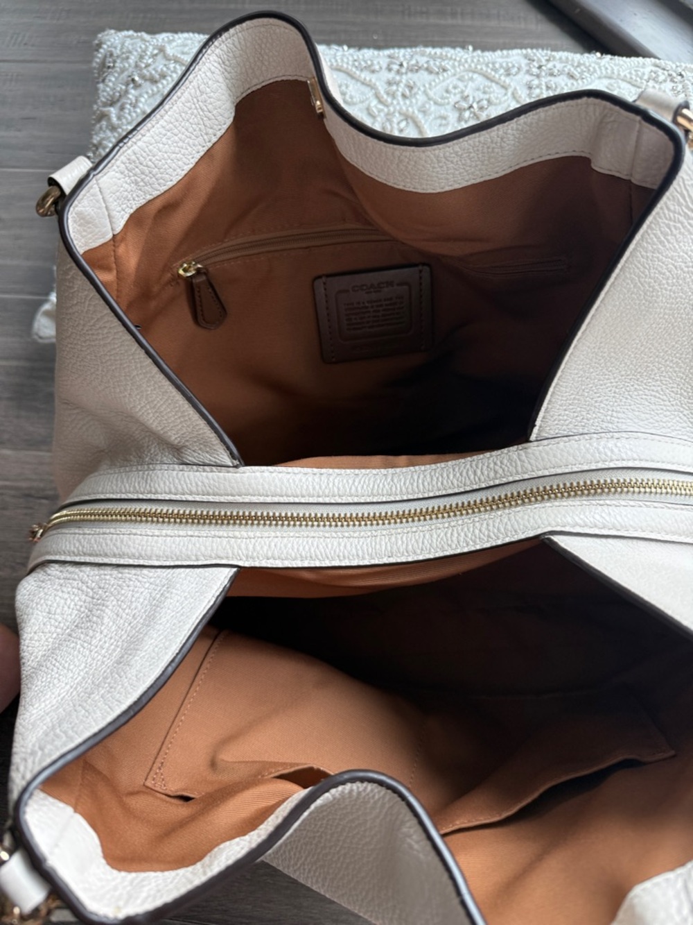 Coach Cream Pebbled Leather Double-Handle Shoulder Bag - Picture 2 of 4